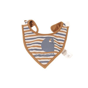 Carhartt Toddler 12 M Months Striped Bandana Bib Brown Blue Logo Burp Cloth Baby